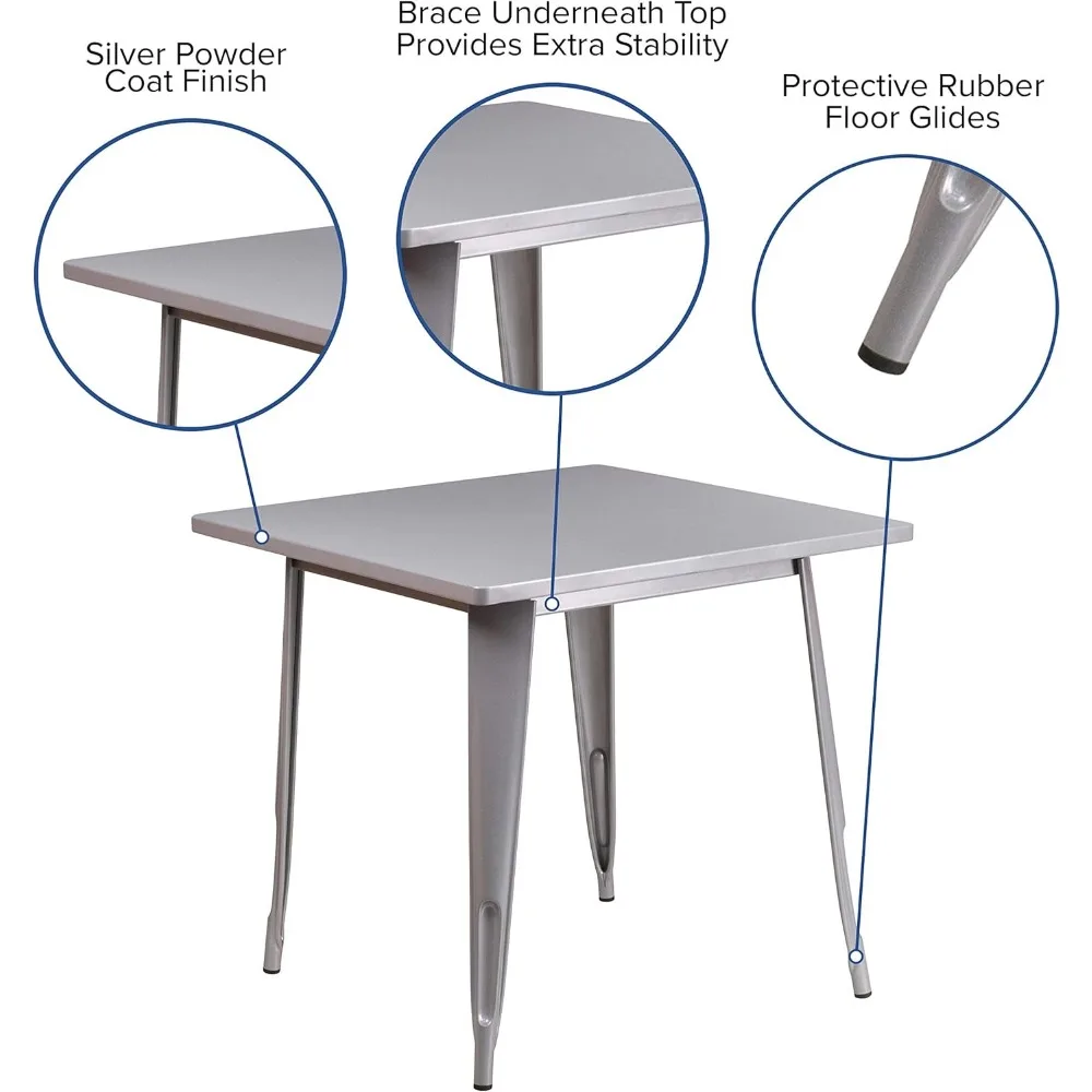 طاولة معدنية فضية متينة مقاس 31.5 للاستخدام الداخلي والخارجي من EMMA + OLIVER #4