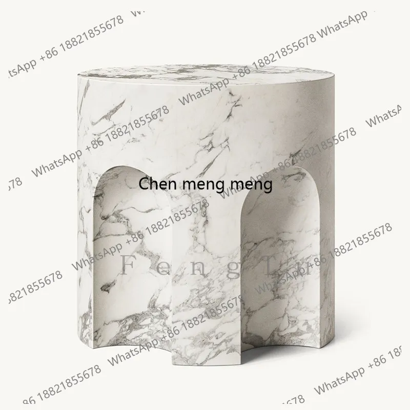 

Italian natural marble sofa, side table, living room, round large flowers, white luxury stone corner table, balcony, bedside