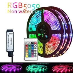 LED Strip Lighting Effect Light, fita flexível, diodo Strip, TV Backlight, Decoração do quarto, RGB, 24 Key Control, SMD5050