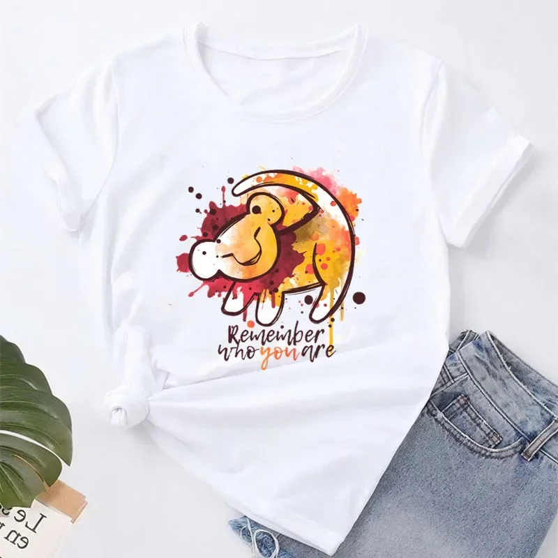 Funny Simba T-shirt Cartoon The Lion King Graphic T-Shirt Women Kawaii Tees