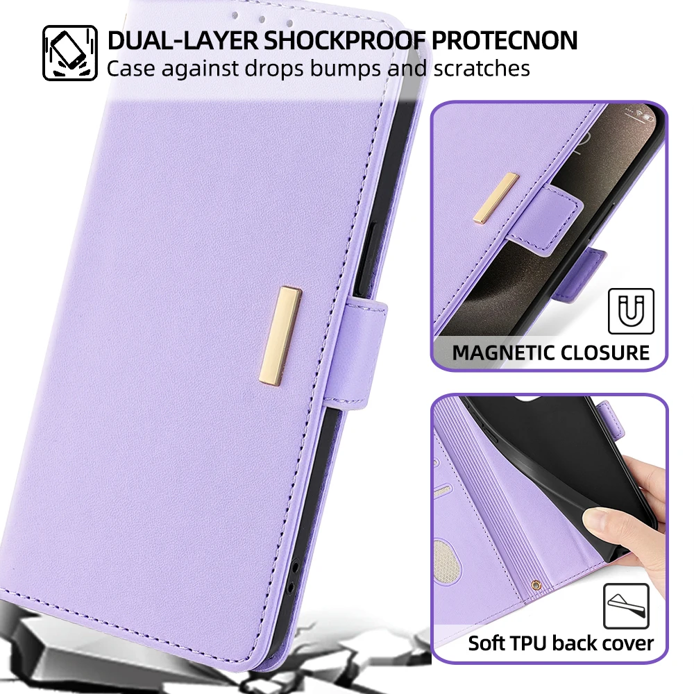 Ladies Magnet Buckle Crossbody Case For Samsung Galaxy A55 A35 A15 A25 A54 A34 A24 A14 A53 A33 Leather Cover with 2 Strap RFID