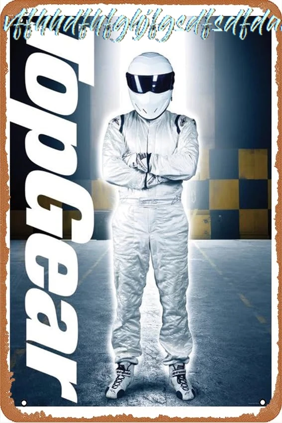 Top Gear TV Series The Stig Posing Comic 8x12 Inches Metal Sign Vintage Look, Dominic Wall Decor for Bars,Garage,Cafes,Pubs sign