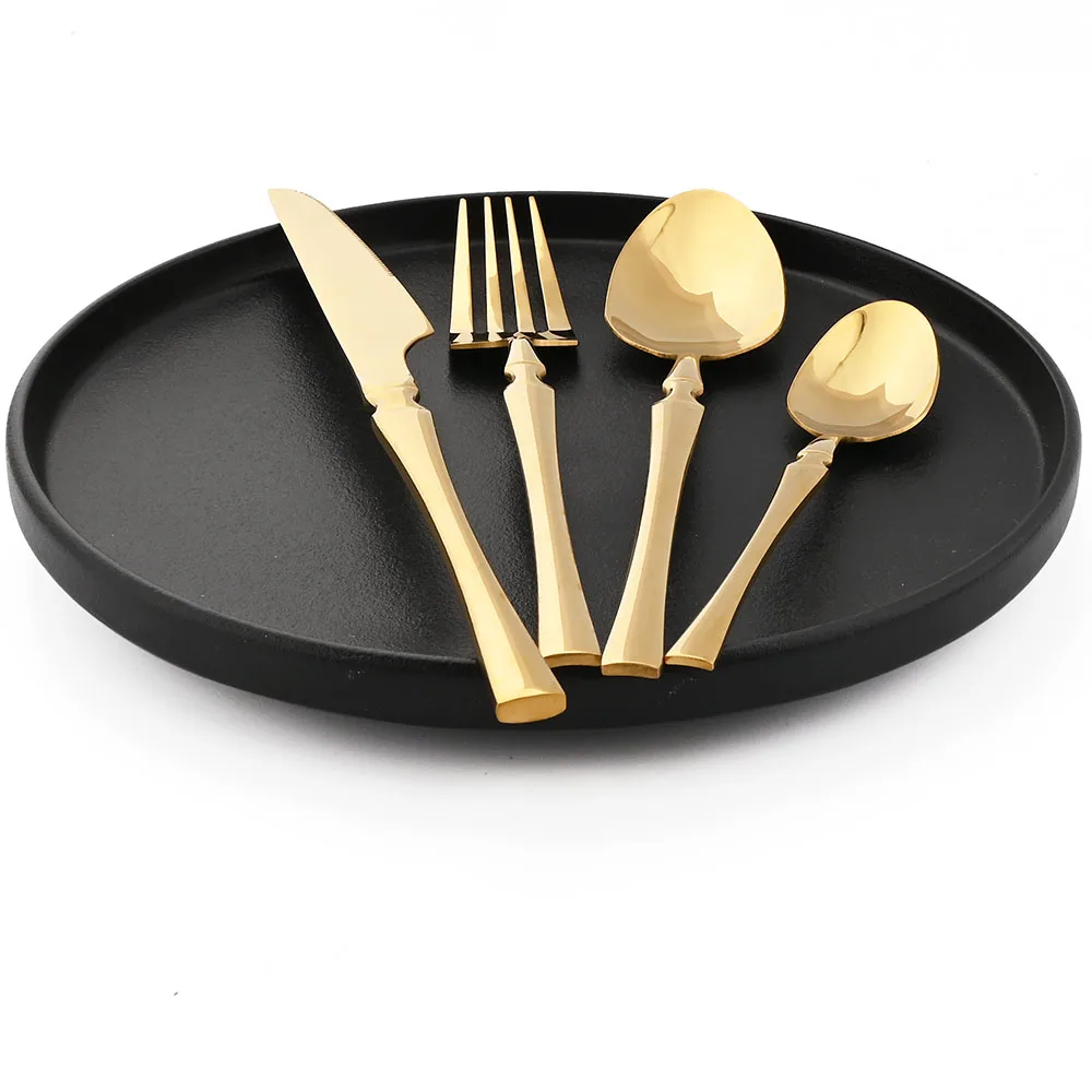 JANKNG 24 pezzi Set di stoviglie in oro bianco stoviglie in acciaio inossidabile cucchiaio forchetta coltello posate cucina posate posate Set di