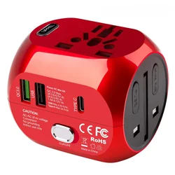 UPPEL Universal Travel Adapter US/UK/AU/EU Multiple Plug Converter Fast QC3.0 Type C USB Charger 3 Ports European Power Adapter