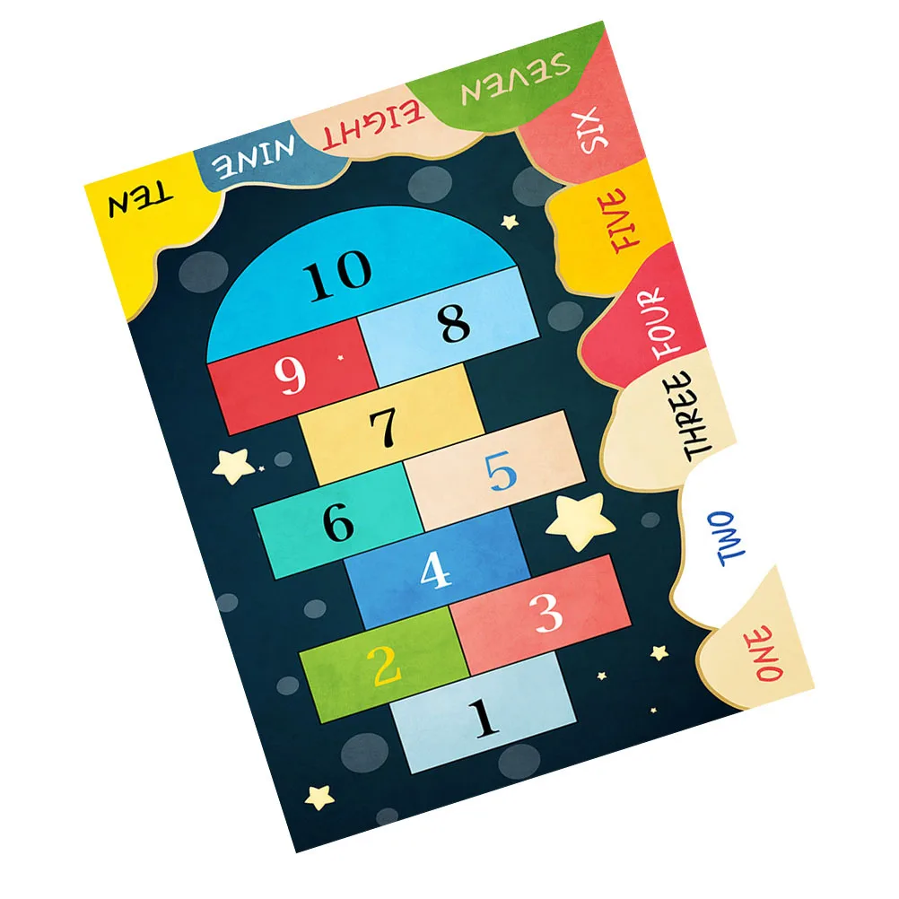 

Fun Hopscotch Room Long-Lasting Non-Slip Floor Pad Playtime Decorative Mat for Nursery Bedroom Living Room Use