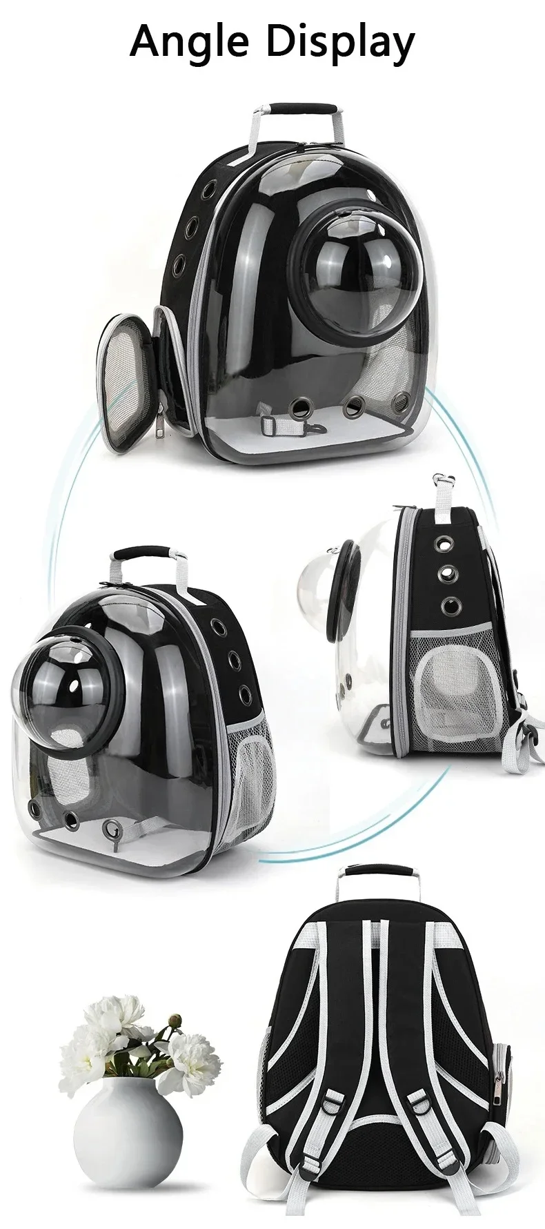 Atmungsaktiver Tragbarer Haustier-Rucksack Transparente Raumkapsel-Tasche für Katzen und Hunde - Haustiertransport mit Komfortgriffen – Detail 13
