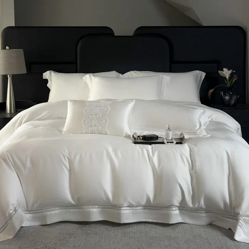 800TC Lyocell Bamboo Fiber Soft Silky Cool Feeling Summer Bedding Set Glossy Duvet Cover Set Bed Sheet/Fitted Sheet Pillowcases