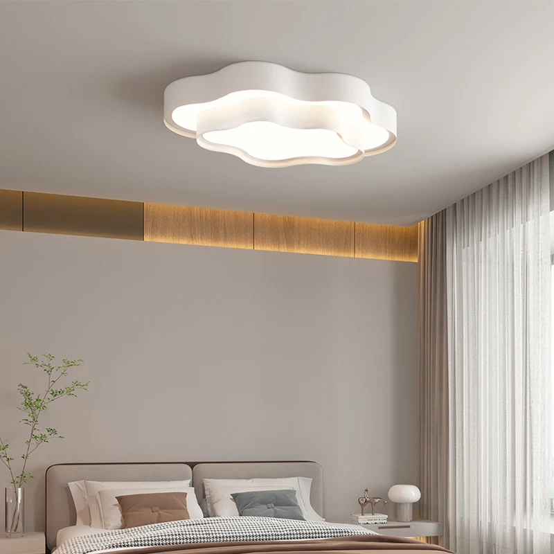 

White Double Layers Cloud Ceiling Lamp Wrought Iron Modern LED Ceiling Lights for Bedroom Study Children's Room