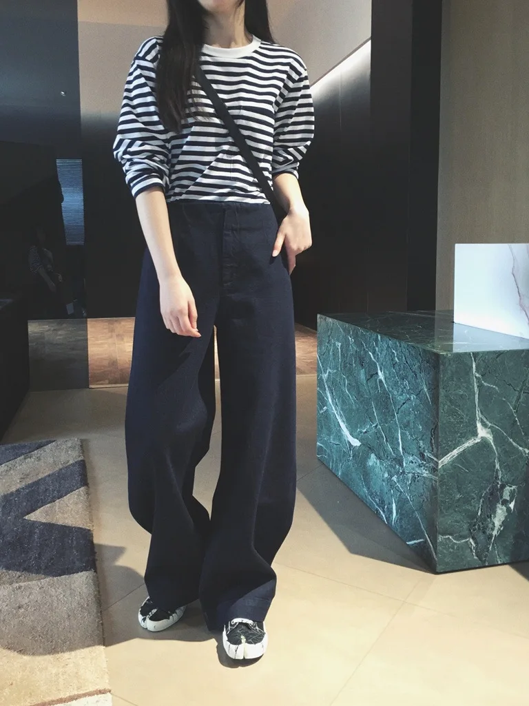 

Cuijia Young Vitali Хлопок без эластичных джинсовых джинсов с банановой дугой и высокой талией, хлопковые весенние повседневные свободные посадки глубокого цвета