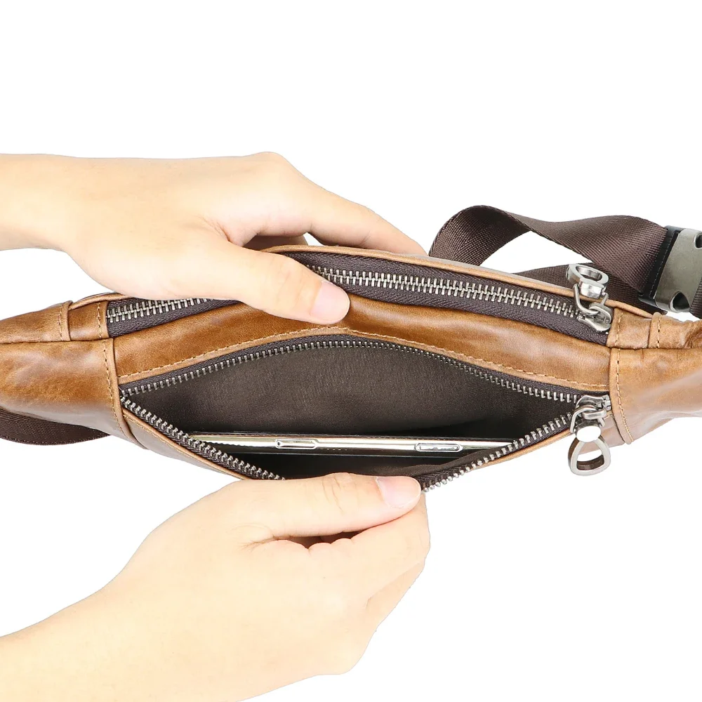 URBAN MASTER Retro Commuter Genuine Leather Chest Bag For Men, Classic Crossbody Shoulder Purse 1672