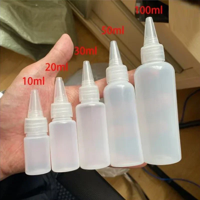 100 Stuks 10 Ml-100 Ml Lege Mini Samendrukbare Plastic Lijm Flessen W/Schroef Deksels Draagbare Vloeibare druppel Fles Inkt Olie Pigment Container