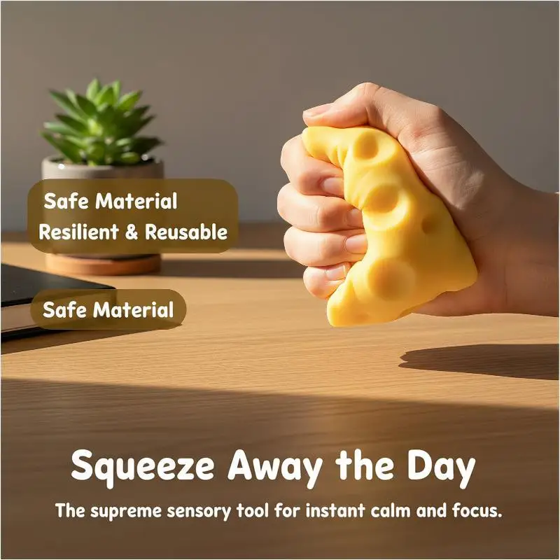 Cute Simulation Carrot Squeeze Fidget Toy Soft Cheese Texture Stress Reliever for Kids Adults School Travel Anxiety Relief