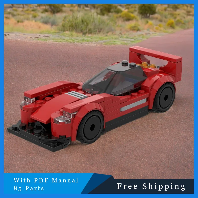 

85 шт., городской красный скоростной спортивный автомобиль, модульный MOC, креативный строительный блок, кирпичи, модель, детский комбинированный набор игрушек «сделай сам», Рождественский подарок