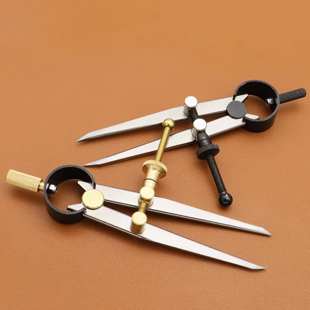 Adjustable Leather DIY Edge Creaser, Leather Rotating Compass Creaser for Woodworking, Drawing Wing Divider Caliper Radius10-20M