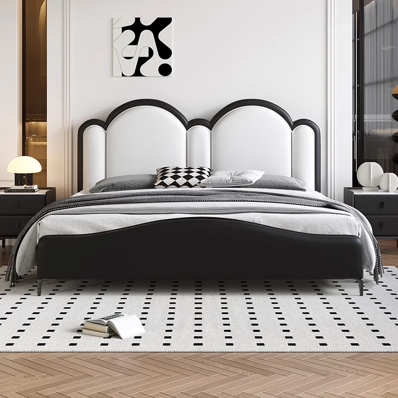 

Aesthetic Girl Wood Double Bed Black Master Minimalist Modern Salon King Double Bed White Wood Lit Deux Place Room Furniture