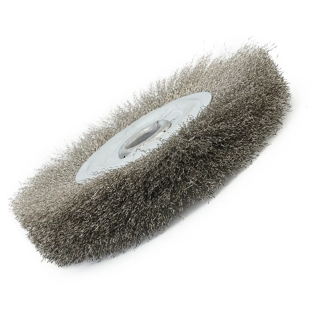 1pc 6inch Wire Brush Wheel Cup Brush Flat Crimped Stainless Steel Wire Wheel Brush For Bench Angle Grinder Rust Removal Tool