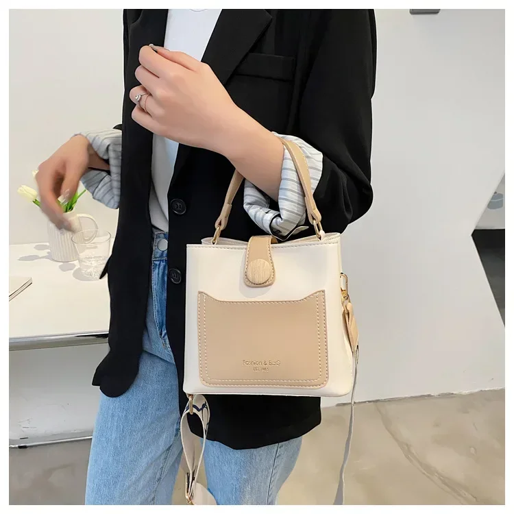 Fashion Women Small Bucket Tote Bags Summer Travel Luxury Handbags Wide Strap Female Shoulder Bag Small Messenger Shopping Bag