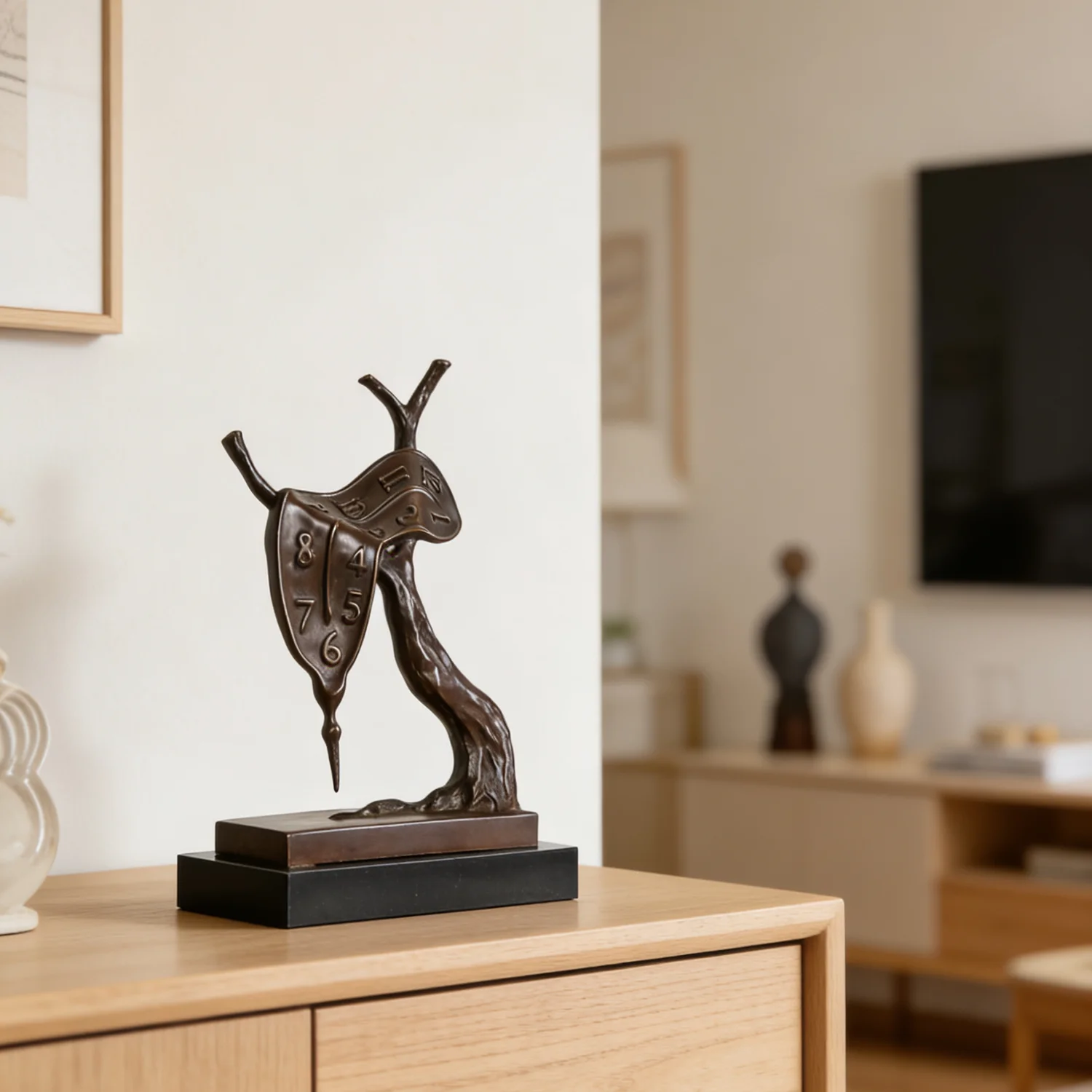 Bronze Nobility of Time Statue by Salvador Dali Replica Famous Sculpture Art Collectible Figurine for Home Decoration