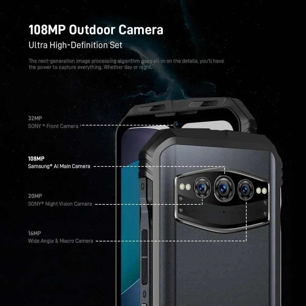 World Premiere DOOGEE V30T 5G Rugged Phone 6.58inch FHD 120Hz Display Dimensity 1080 6nm 12+256GB 108MP Camera 10800mAh Phone