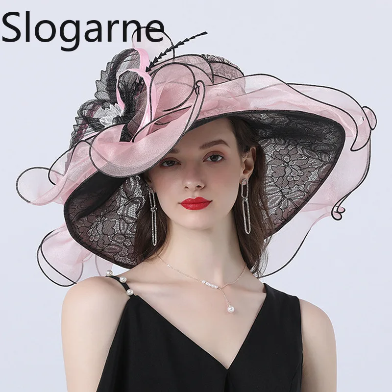 2026 New Summer Fashion Sun Hats Women Organza Sunscreen Party Wedding Bride Fascinators Big Wide Brim Fedoras Girls Lover Gifts