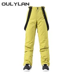 Oulylan Men Women Ski Pants Windproof Waterproof Winter Thicken Snow Pants Outdoor Sports Snowboarding Breathable Strap Trousers