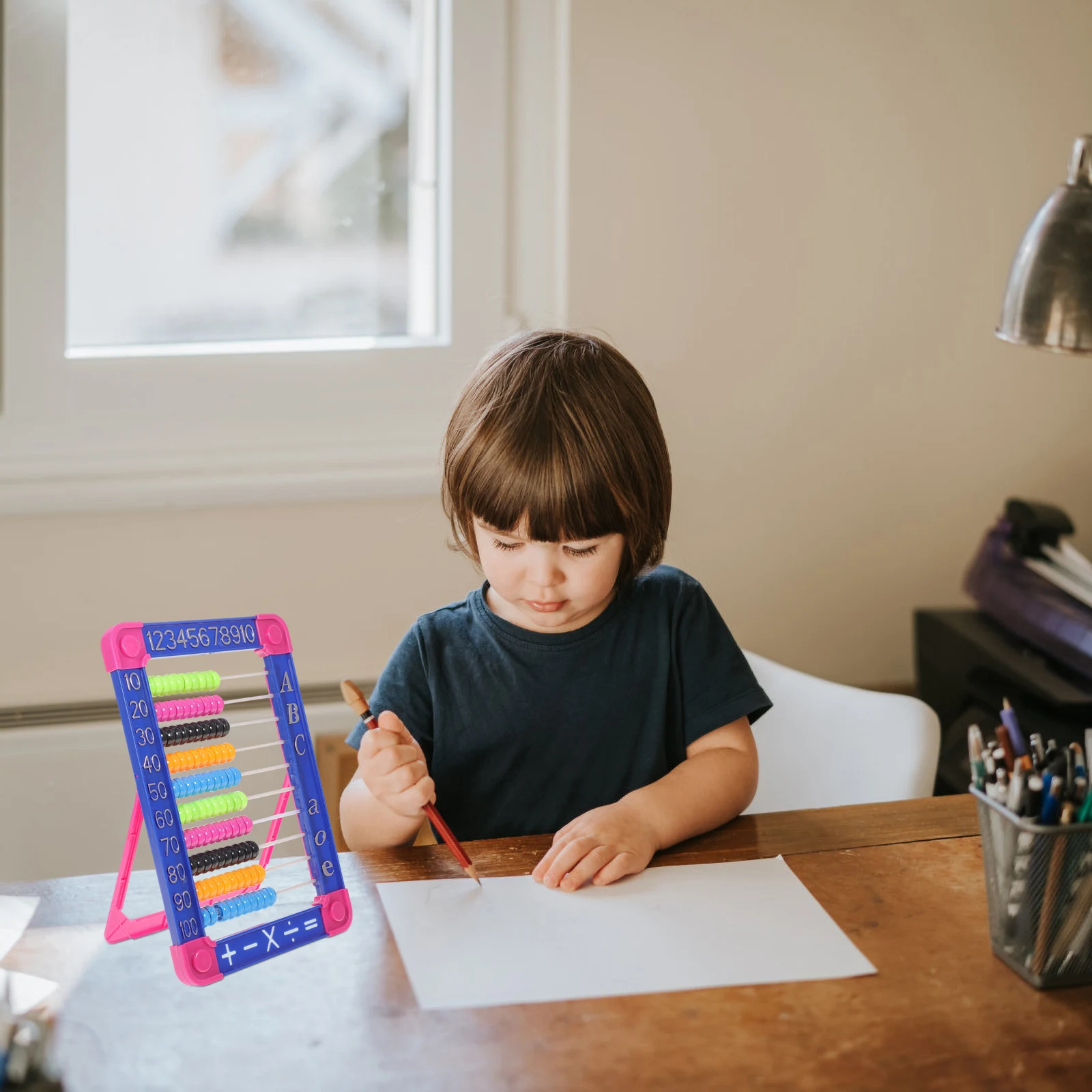 1 Stuks Kid Abacus Educatief Tellen Stand Plastic Wiskunde Leermiddel Vroege Cognitieve Leermiddel 100 Kralen Rekenkundige