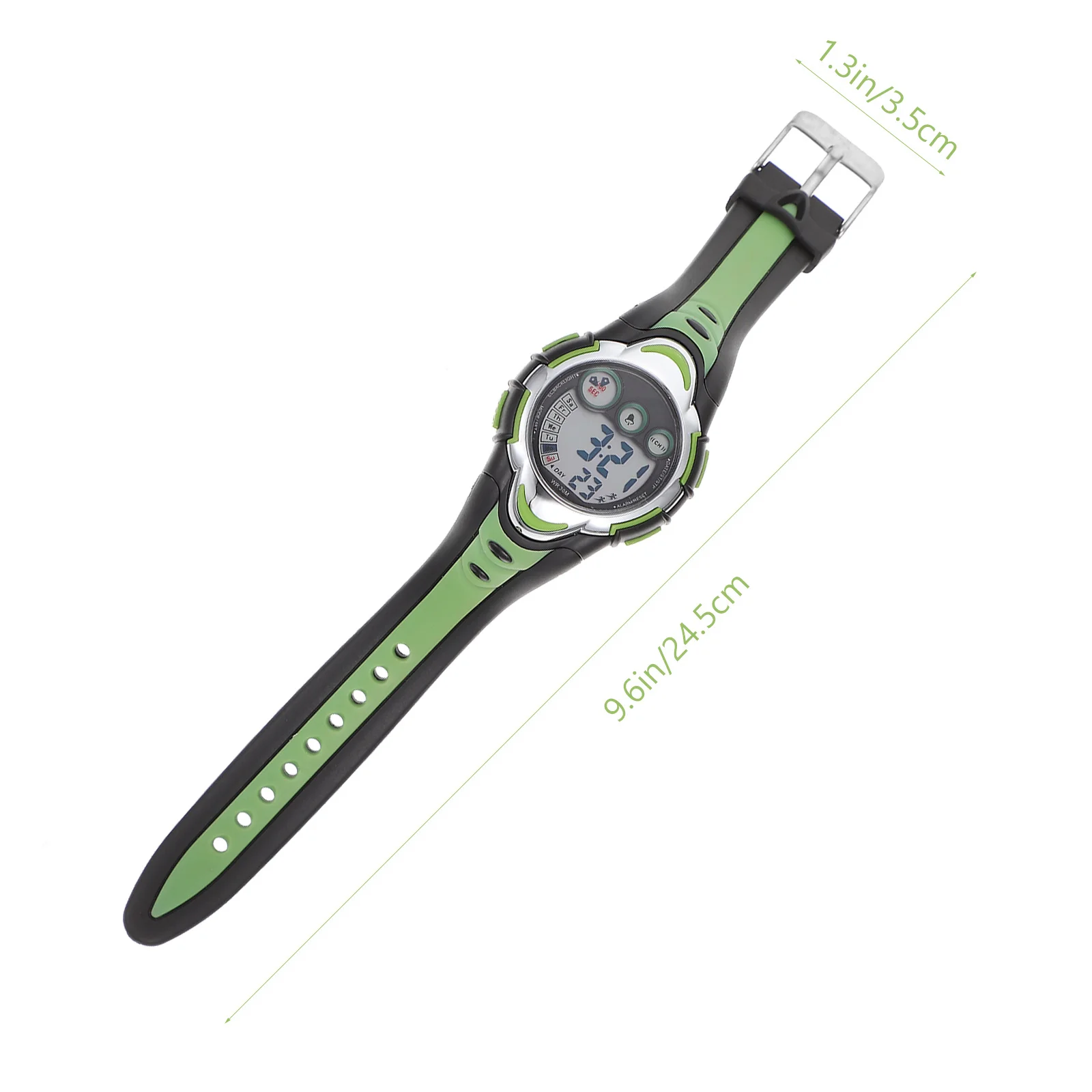 Pse-276 Waterproof LED Digital Sports Watch Green with Alarm Stopwatch 30M Water Resistant Display Date Month Week Hour