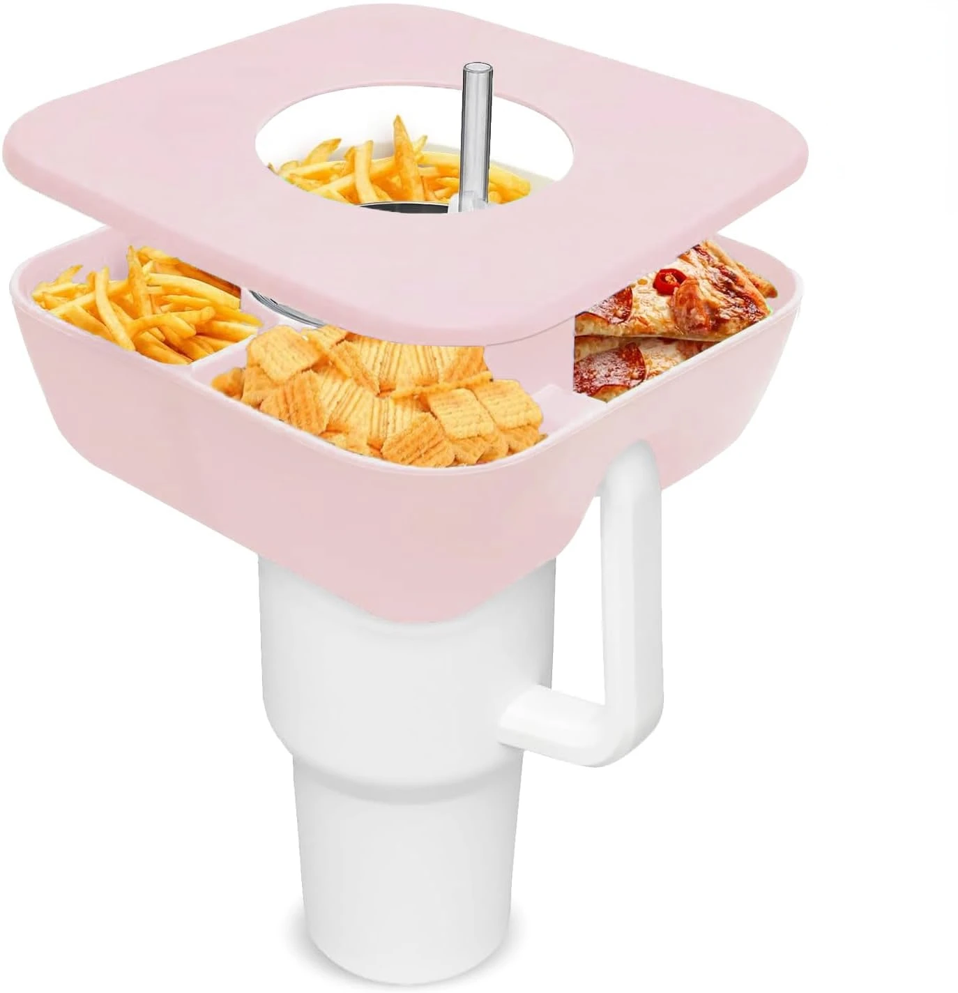 Snack Bowl for Stanley Cup,Reusable  Tray for Tumbler Snack Snack Tray for Candy,Appetizer,Nuts,Popcorn,Cup Holder for Outdoor