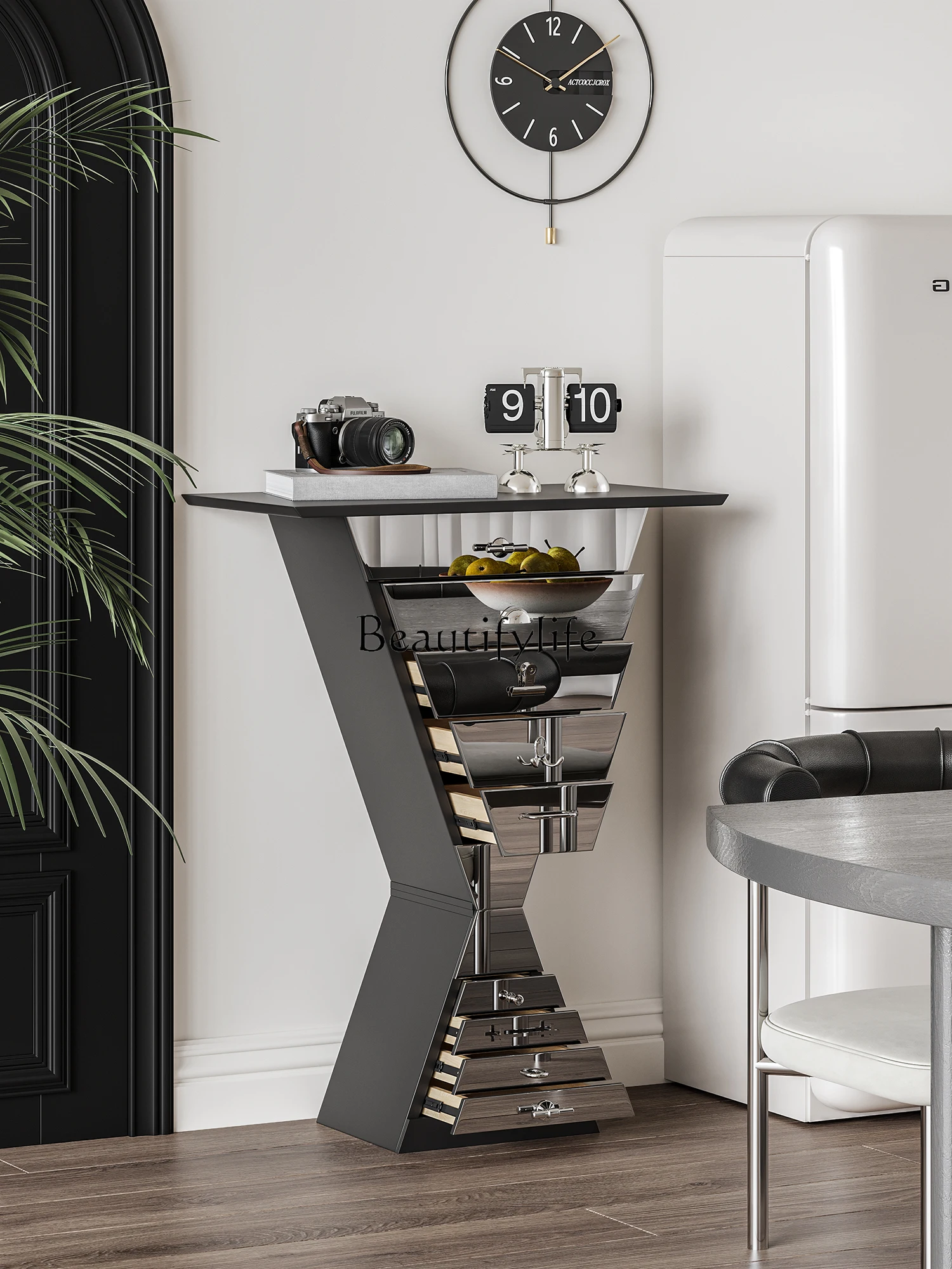 Espejo de reloj de arena moderno, cajonera diseñada por un Maestro, armario de pared para sala de estar, entrada, armario de ropa