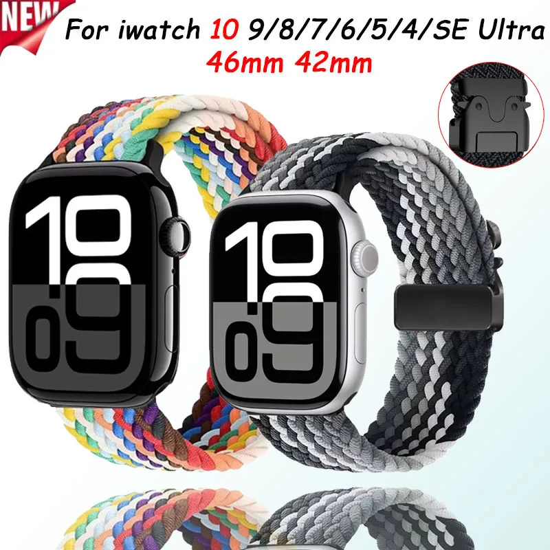 Nylon Strap For Apple Watch Band Ultra 2 49mm Series 10 46mm 42mm 9 8 7 45mm 41mm Woven replacement iWatch 654 SE 44mm 40mm band