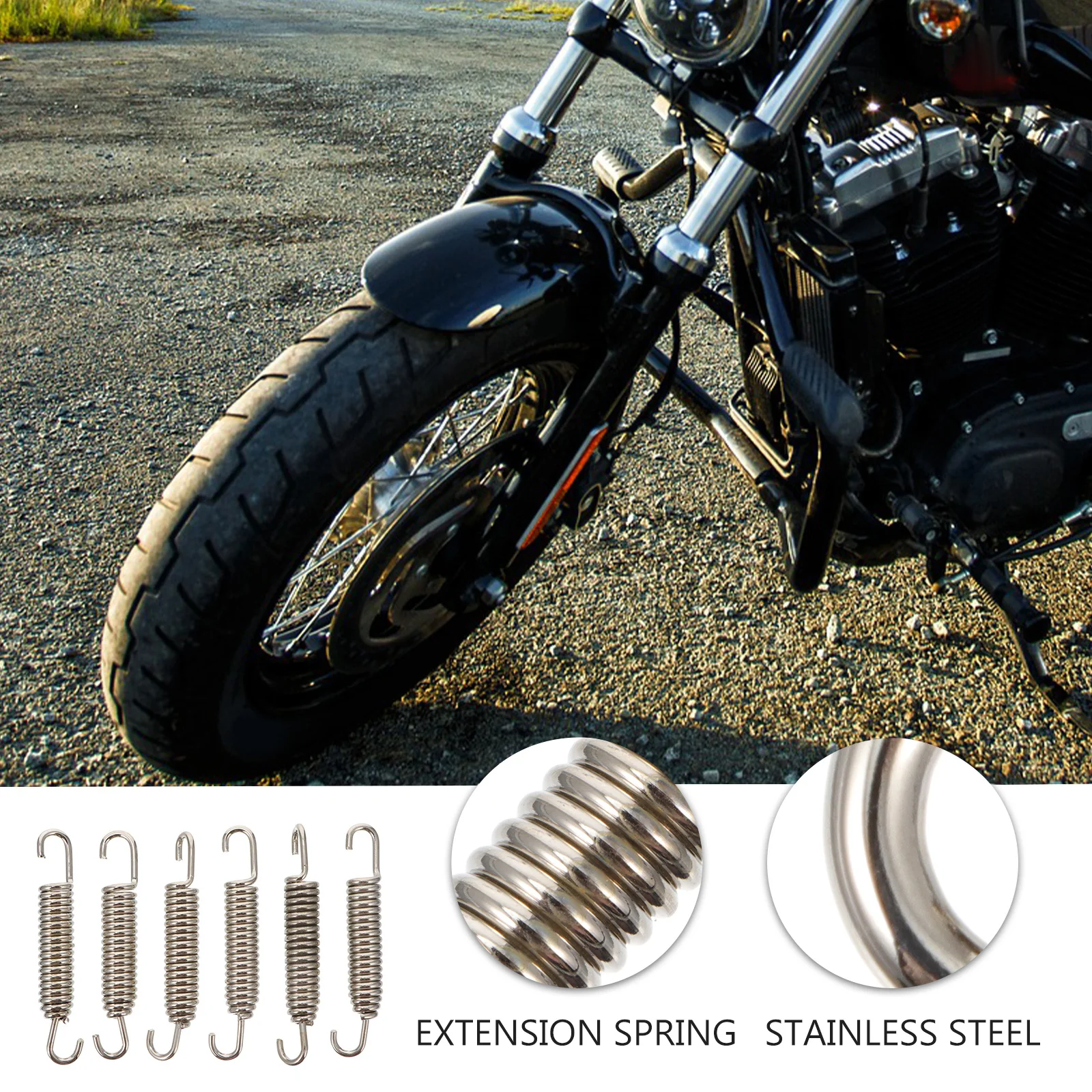 

6Pcs Motorcycle Exhaust Springs Heavy Duty Swivel Springs Support Engine Connection Motorbike System Tension Spring