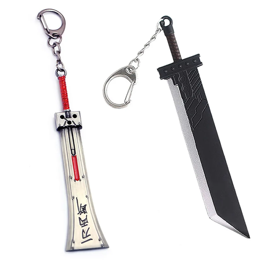 2pcs FF7 Cloud Strife Breaker Sword Keychain Buster Swords Keyring Cosplay Accessories