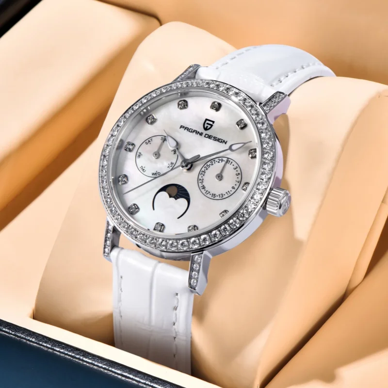 PAGANI DESIGN 1789 Fashion Ladies Quartz Watch Waterproof Leather Strap Calendar Luminous Watches for Woman reloj para mujer