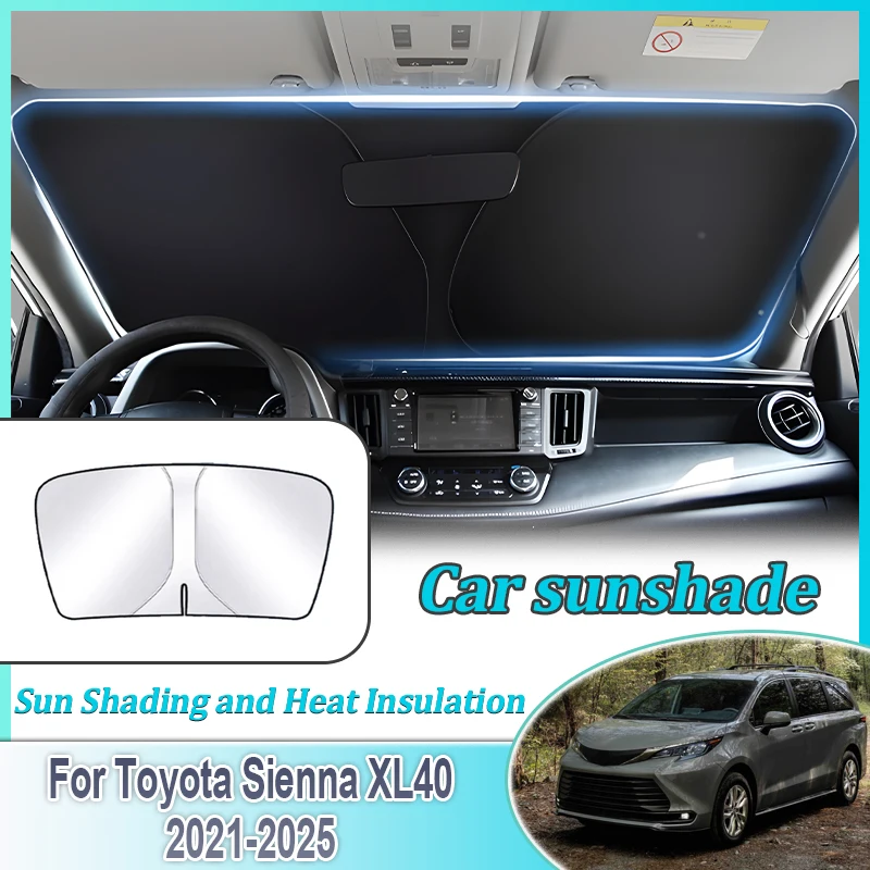 

Автомобильные чехлы для Toyota Sienna XL40 2021 2022 ~ 2025, защита от УФ-солнца, стальное кольцо, солнцезащитный козырек на лобовое стекло, автоаксессуары