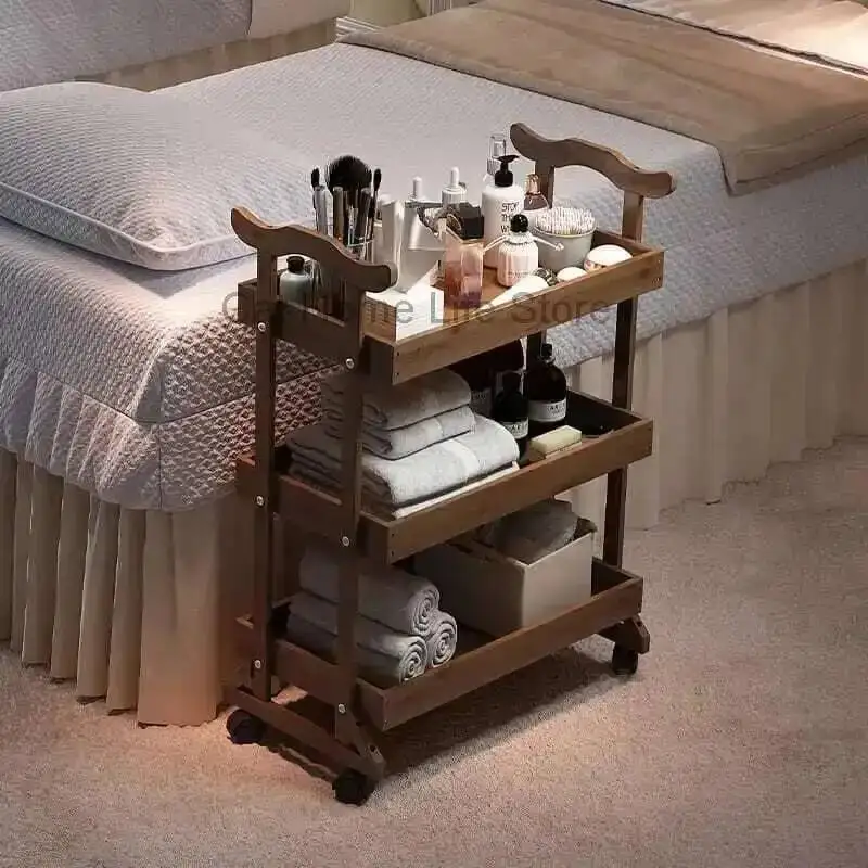 

Table Pedicure Eyelash Salon Trolley Accessories Professional Stainless Steel Wood Hairdresser Trolleys Auxiliary Lashista Bar