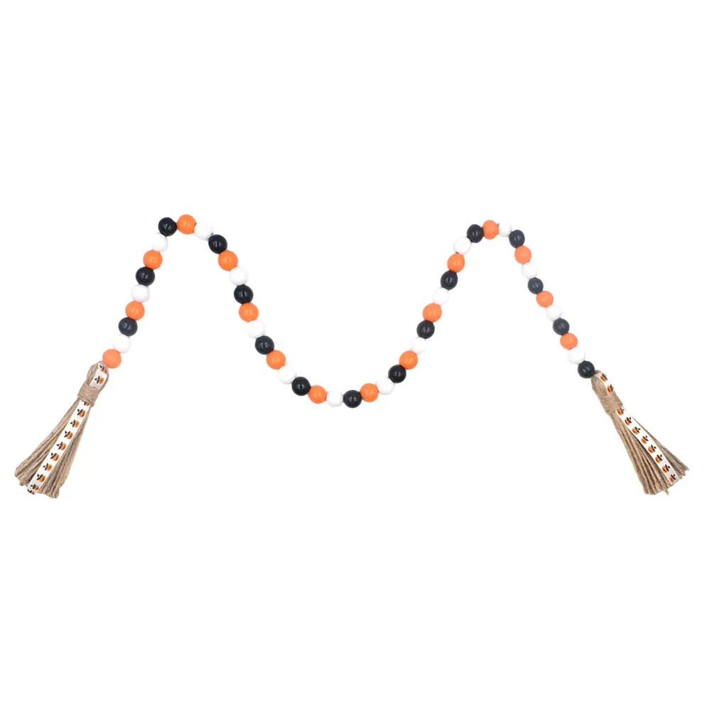 

Wooden Bead String Pendant Garland Halloween Ornaments Decorations Beads Hemp Rope Garlands Beaded