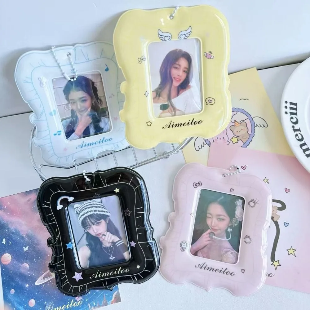 لطيف 3 بوصة المعبود Photocard حامل صورة عرض Kpop صور بطاقة حالة PVC مع حامل بطاقة سلسلة #2