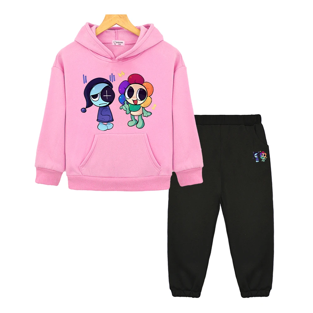 Dandys World anime hoodie Fleece sweatshirt boy girls Sports Hooded Sets Cartoon jacket 2pcs pullover+Pant kids boutique clothes