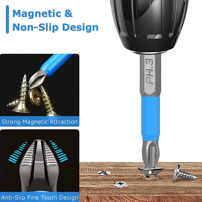 Imagem -03 - Anti Slip Screwdriver Bits Cabeça Única Magnética Ferramenta Elétrica de Aço Phillips Bit Hex Shank Ph1 Pz1 Ph2pz2ph3 s2 50 mm 10 Pcs