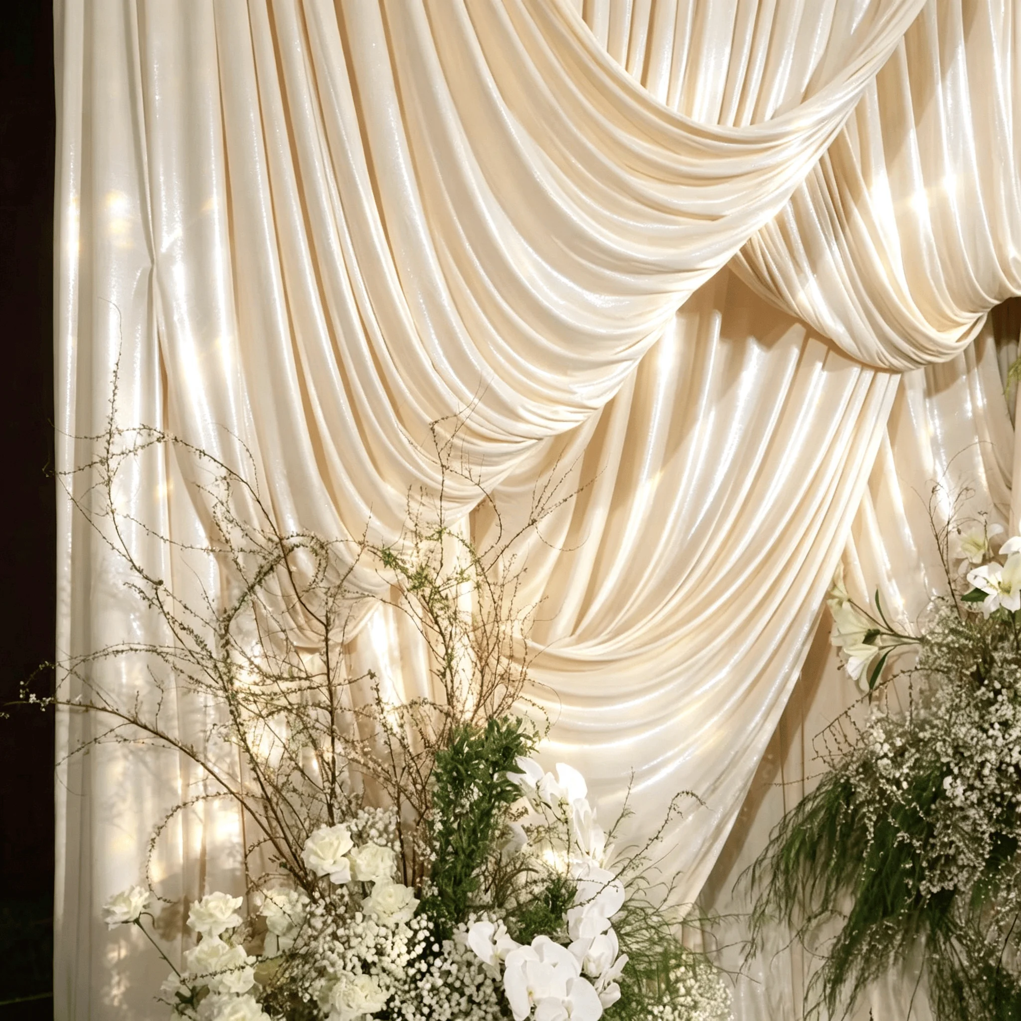 Liquid Satin Fabric Thickened Crystal Satin Natural Reflective Wedding Dress Cloth Decorative Background Designer Clothing