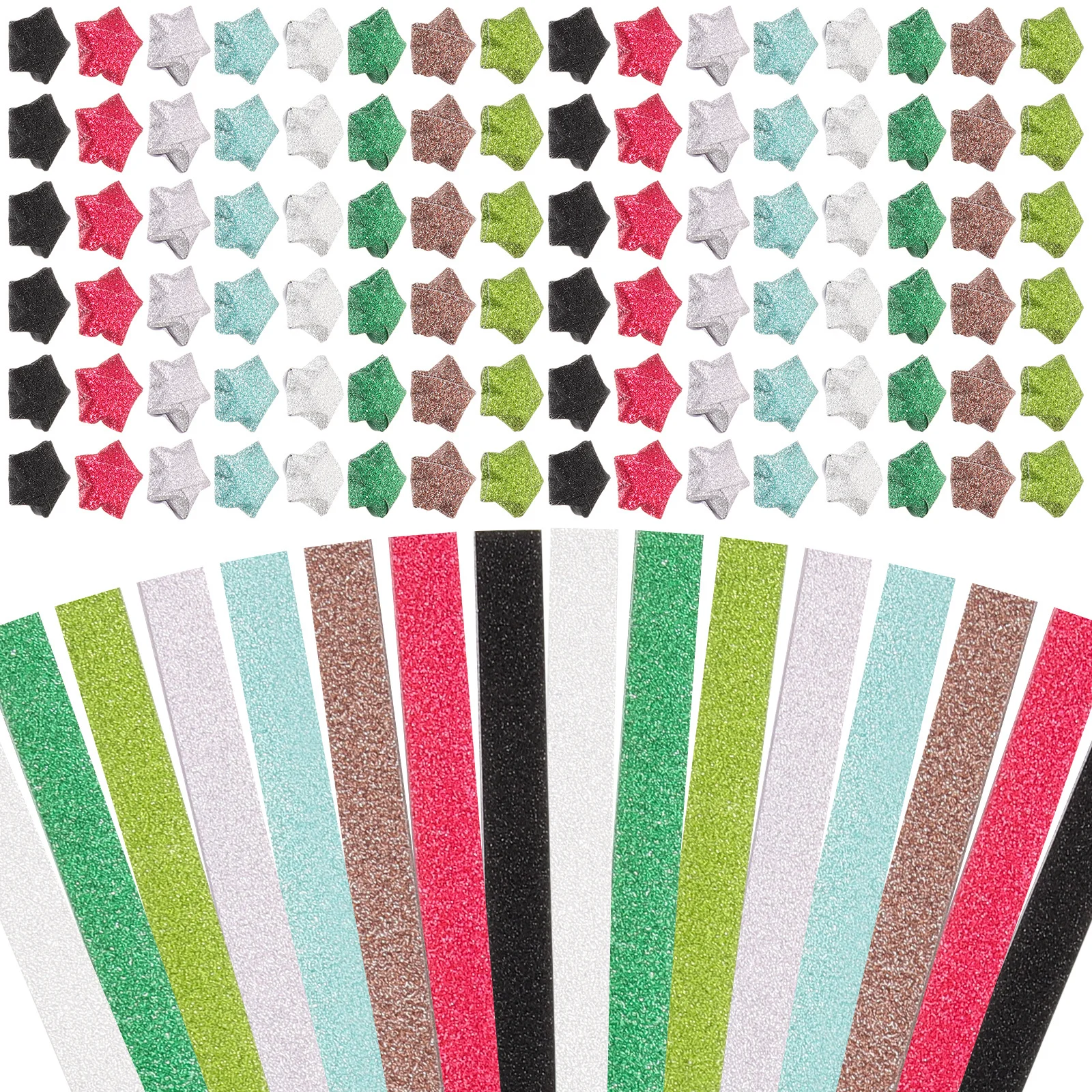 320 fogli artigianali lucidi con glitter arcobaleno in carta pieghevole a stella per progetti origami fai-da-te che si illuminano al buio Divertimento in carta