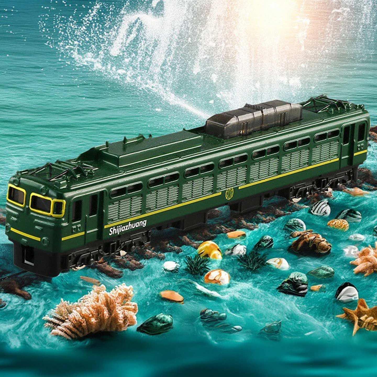 سبيكة الرجعية الحنين الأخضر قاطرة عالية السرعة السكك الحديدية نموذج الوئام محاكاة مترو الانفاق Shinkansen البخار انزلاق قطار صغير #3