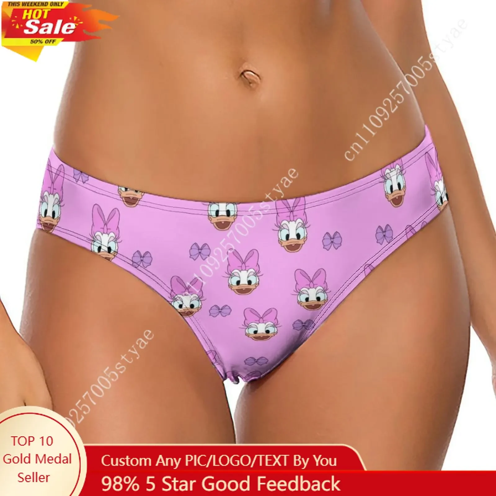 

Daisy Duck Underpants Disney Cartoon Custom Soft Women Underwear Pure Cotton Comfy Briefs Design Your Photo Text Logo Thong