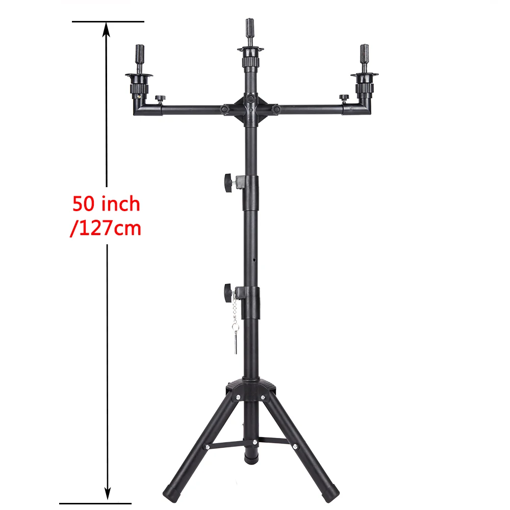 Wig Stand with Three Holders for Wig Making