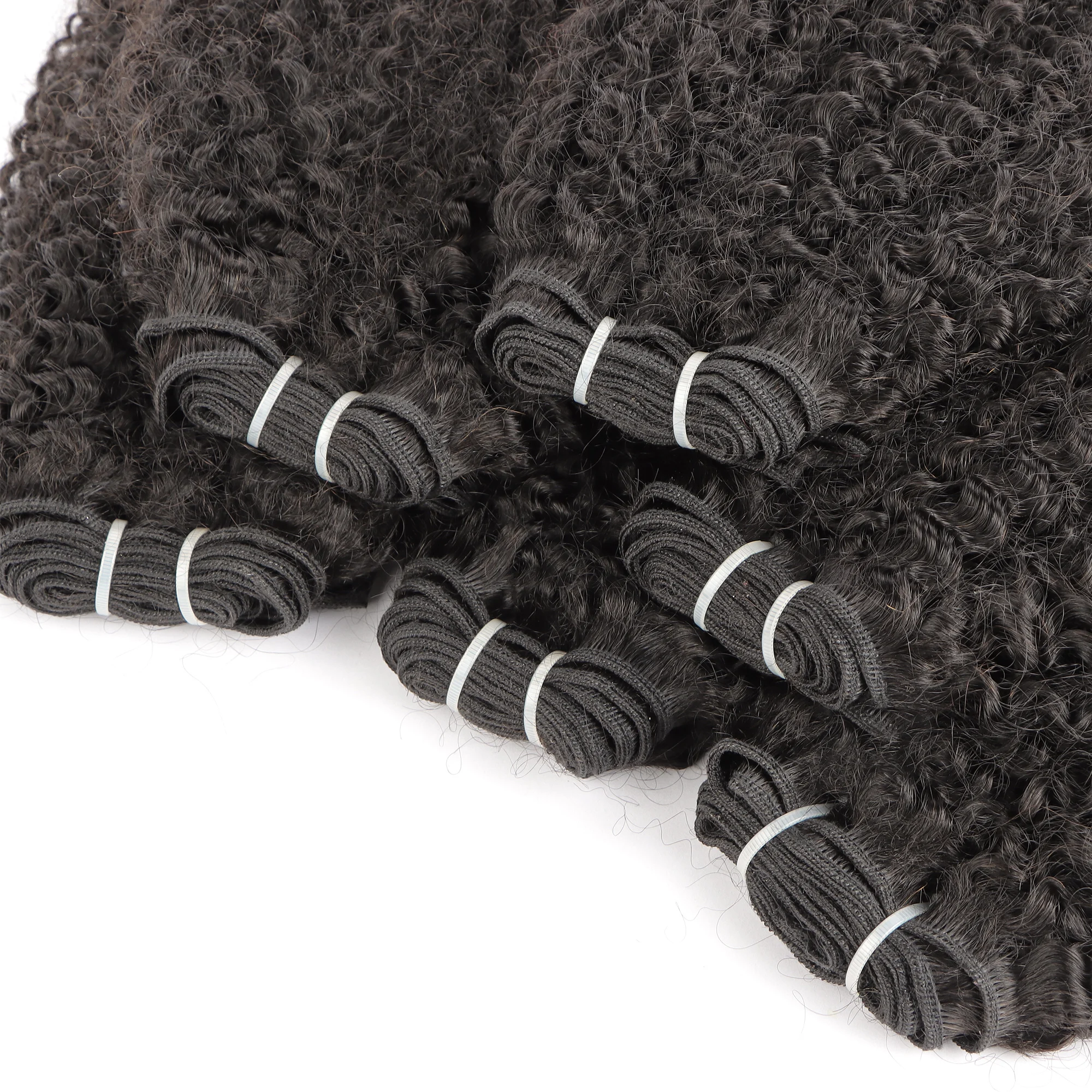 Orientfashion 4C Weft Virgin Remy Human Hair Bundles 4C Smallest Tight Curly Weave Weft Mongolian Curly Hair Weaving for woman