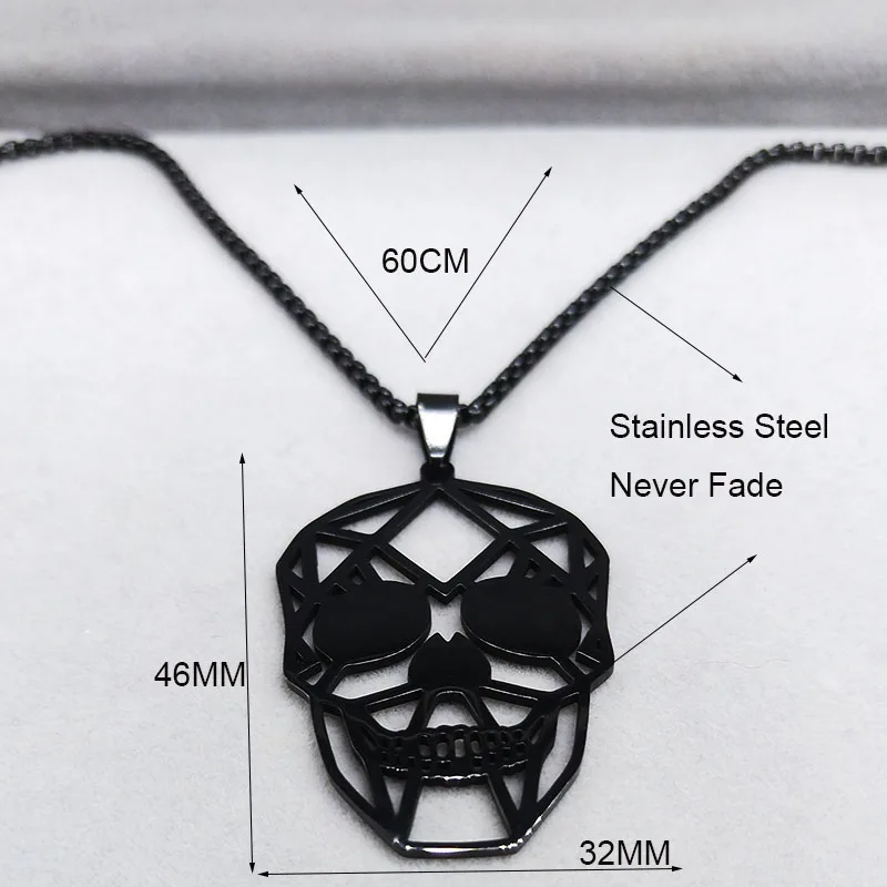 Goth Cool Skull Neck Pendant Stainless Steel Chain Necklace Hip Hop Rock Necklaces Jewelry acero inoxidable joyeria N3023S02