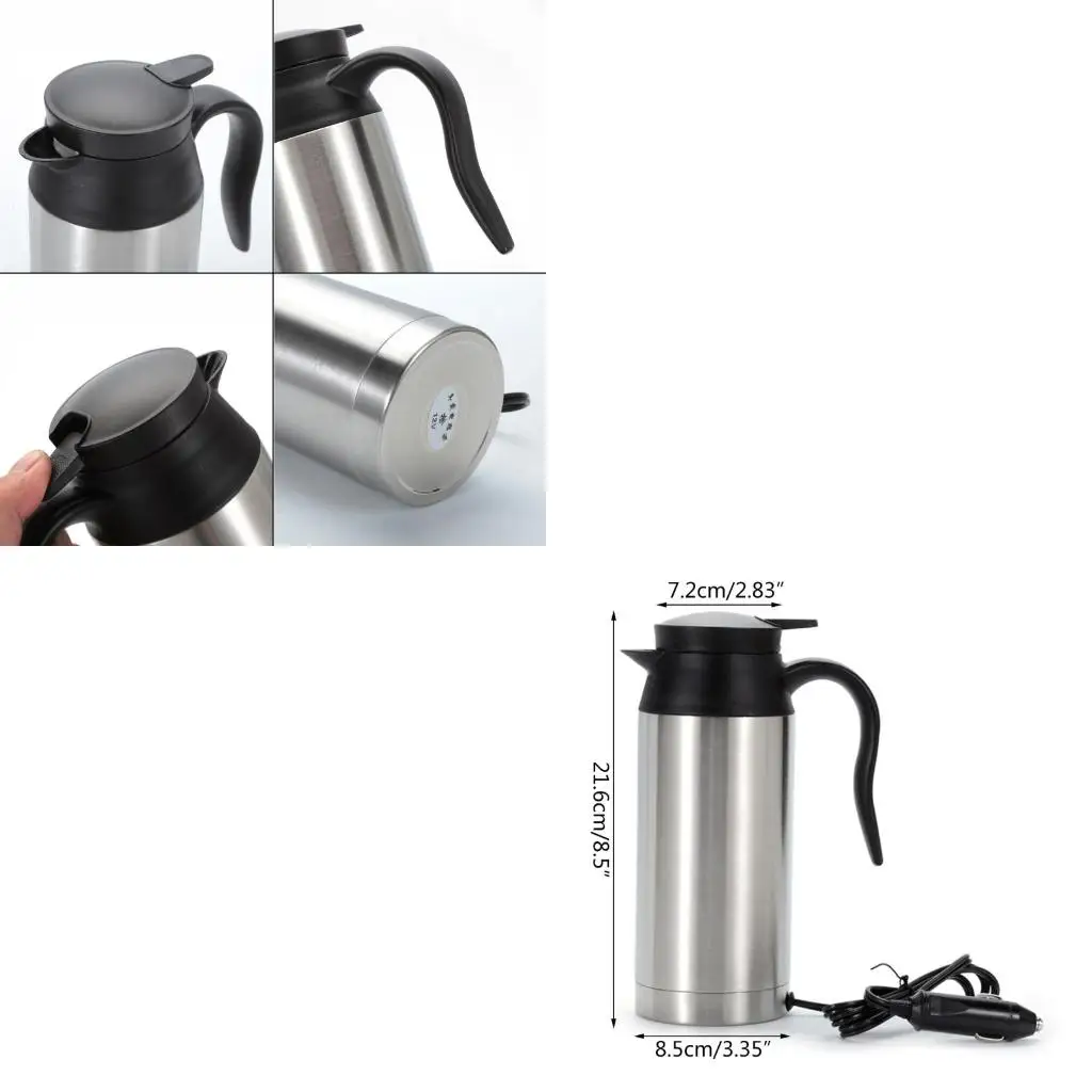 Car Electric Kettle In-car Kettle Travel Thermal Mug Heating Water Bottle 750ml