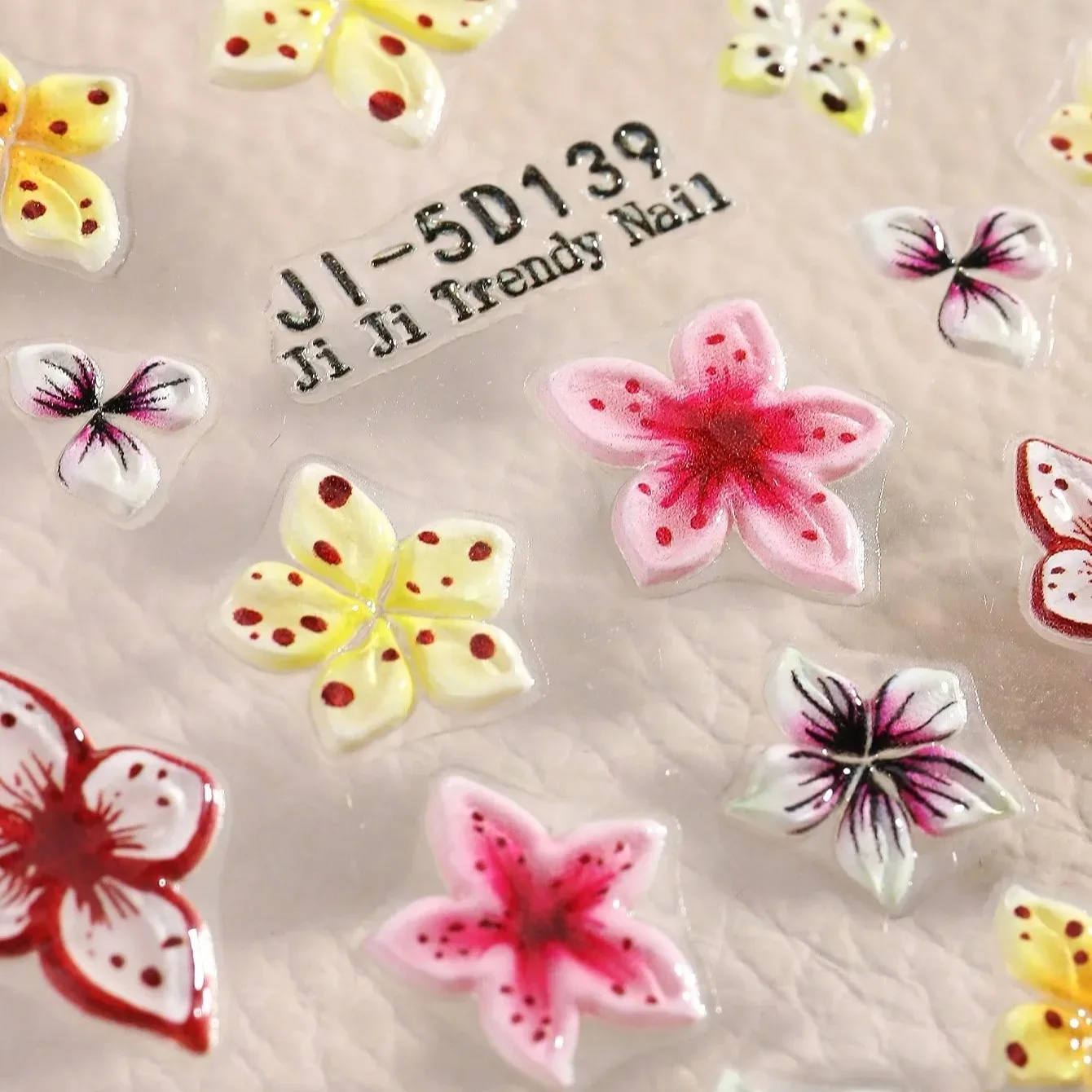 5D Embossed Nail Art Stickers Shiny Laser Cut Retro Chinese Design Self-Adhesive Clock Rose Florals Leaves Petal Nail Decals