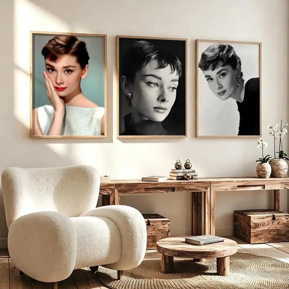 actress Audrey Hepburn Poster Poster HD Waterproof Self Adhesive Wall Art Print Decor for Bedroom Living Room Gift