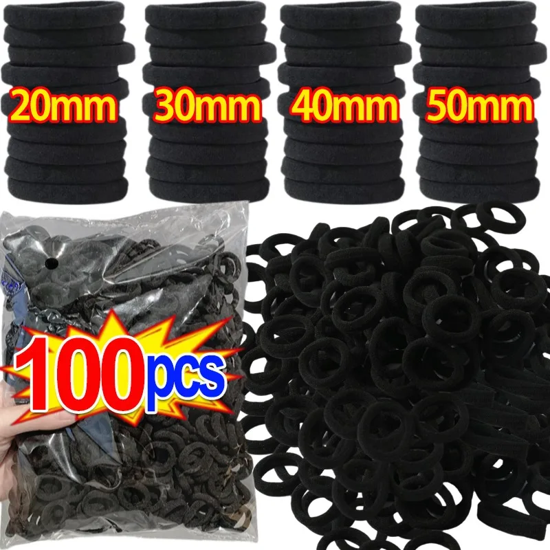 10/100pcs Black Basic Hair Bands Women Girls High Elastic Headband Ties Rubber Ropes Scrunchies Ponytail Holders Accessories